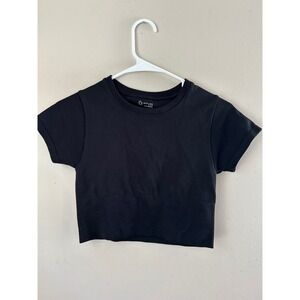 OFFLINE by Aerie Seamless Ribbed Crop Top Black Activewear XS Gym